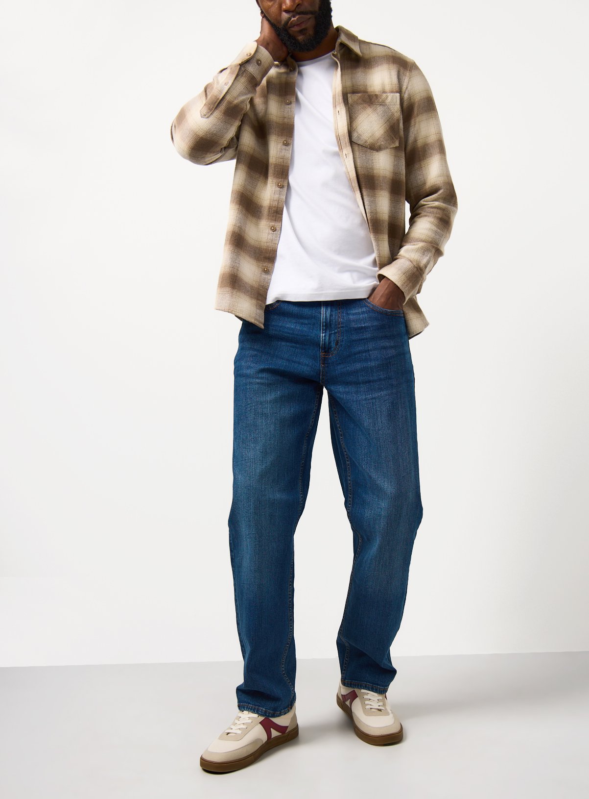 Dark Rinse Stretch Denim Straight Leg Jeans 40R - Image 1 thumbnail